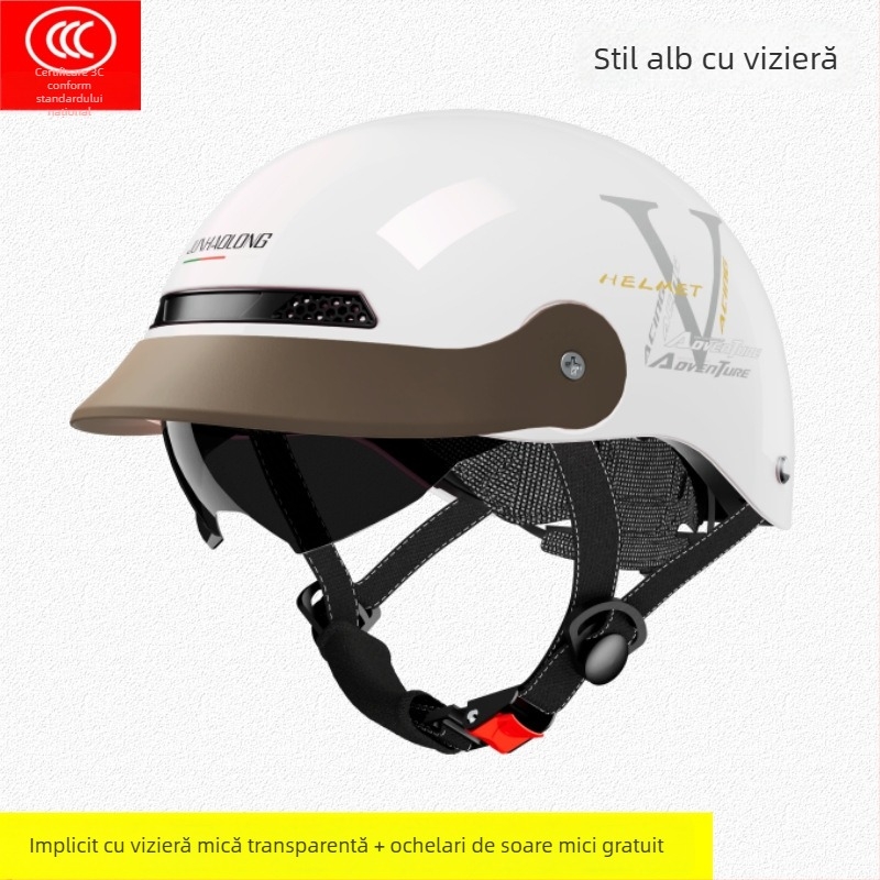 Junhaolong cască pentru bicicletă electrică, certificare 3C, model half-helmet, pentru bărbați și femei, protecție solară de vară, utilizare în toate anotimpurile