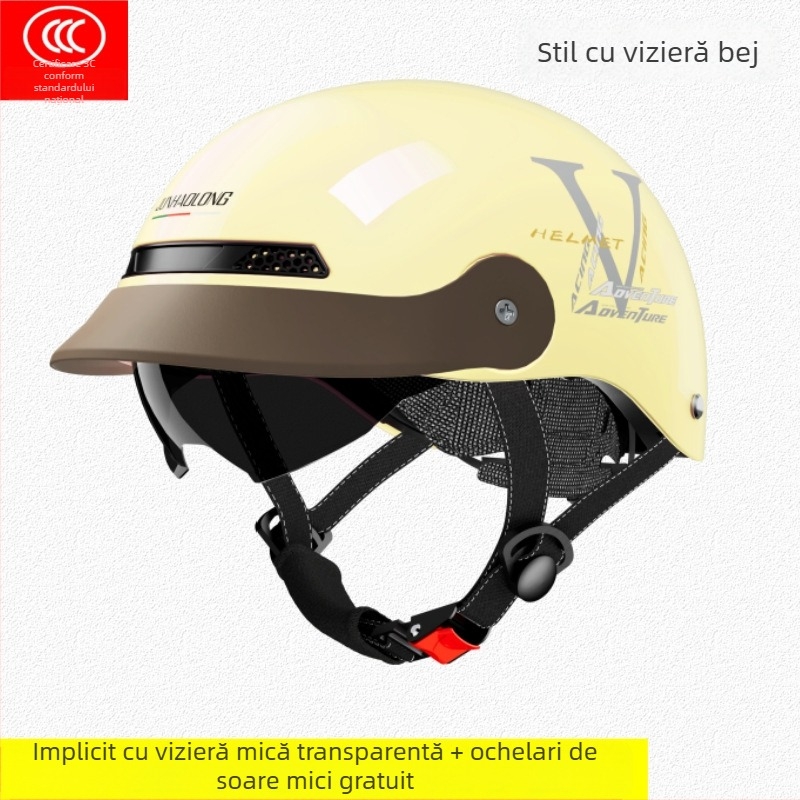 Junhaolong cască pentru bicicletă electrică, certificare 3C, model half-helmet, pentru bărbați și femei, protecție solară de vară, utilizare în toate anotimpurile