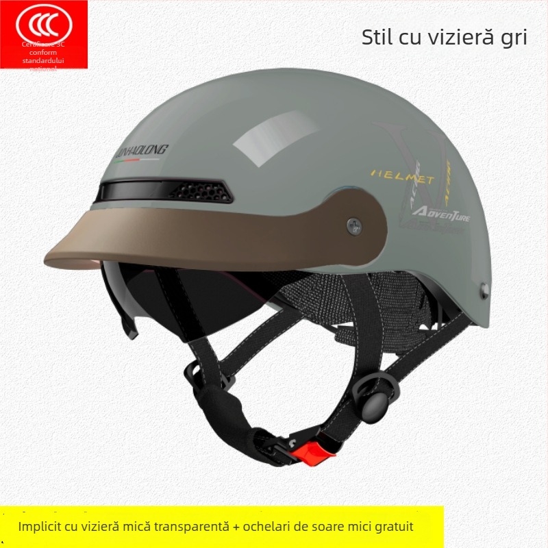 Junhaolong cască pentru bicicletă electrică, certificare 3C, model half-helmet, pentru bărbați și femei, protecție solară de vară, utilizare în toate anotimpurile