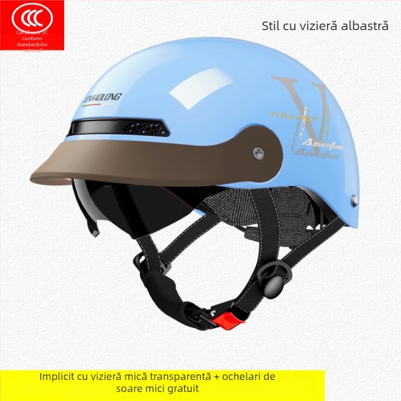 Junhaolong cască pentru bicicletă electrică, certificare 3C, model half-helmet, pentru bărbați și femei, protecție solară de vară, utilizare în toate anotimpurile