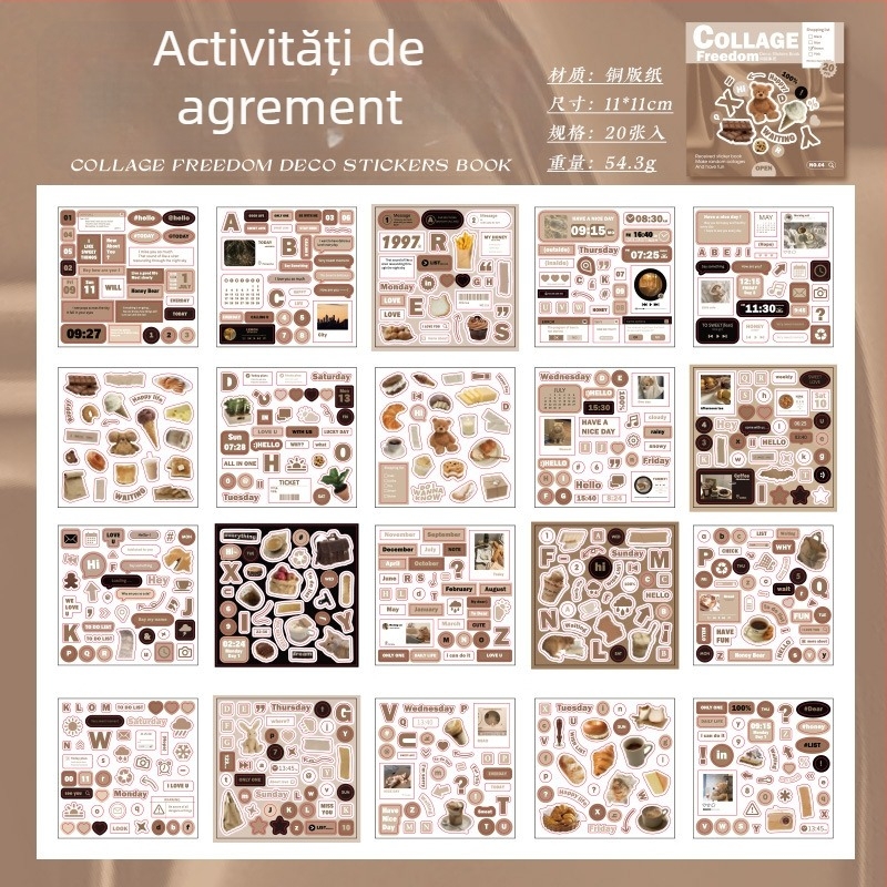 Yu Xian Carte de autocolante pentru colaje de jurnal – decor DIY, stil retro, fără tăiere