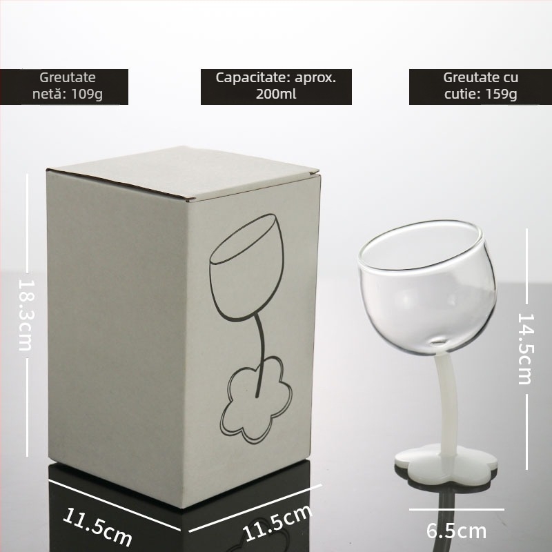 Goblet cu motiv floral, stil vintage, sticlă neagră transparentă cu dungi verticale, pahar pentru șampanie și vin roșu, rezistent la temperaturi înalte