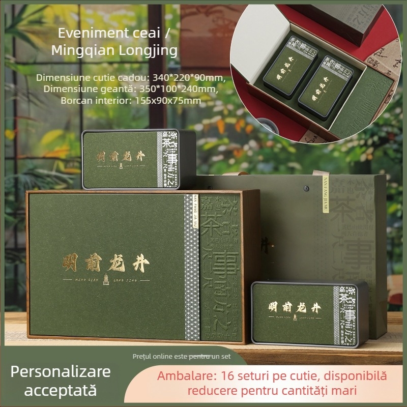 Set de cadouri ceai verde cu Mingqian Longjing, Maojian și Biluo Chun – cutie cadou goală