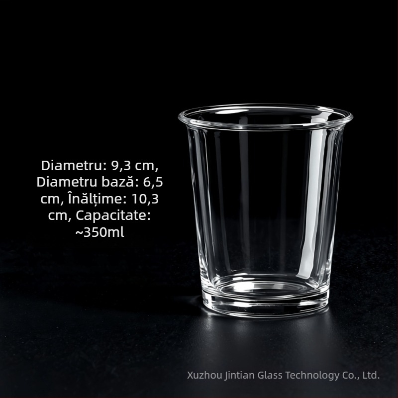 Ceașă de cafea din sticlă borosilicată, design minimalist, margine deschisă, senzație premium, capacitate mare, pentru femei.