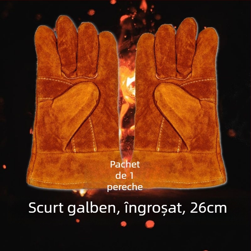 Mănuși de sudură din piele moale, îngroșate, rezistente la foc, pentru iarnă, industriale, anti-arsuri, rezistente la temperaturi înalte, lungi