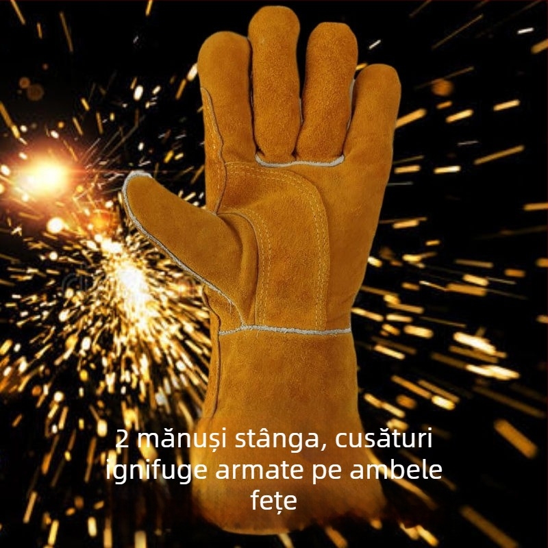 Mănuși de sudură din piele moale, îngroșate, rezistente la foc, pentru iarnă, industriale, anti-arsuri, rezistente la temperaturi înalte, lungi