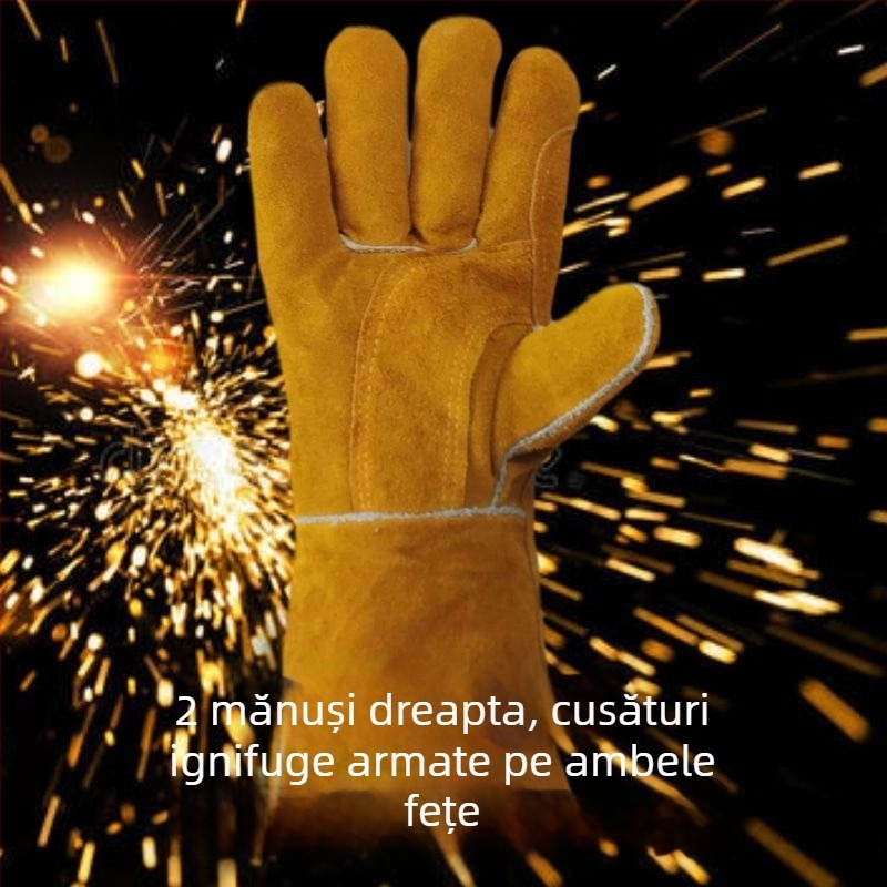 Mănuși de sudură din piele moale, îngroșate, rezistente la foc, pentru iarnă, industriale, anti-arsuri, rezistente la temperaturi înalte, lungi