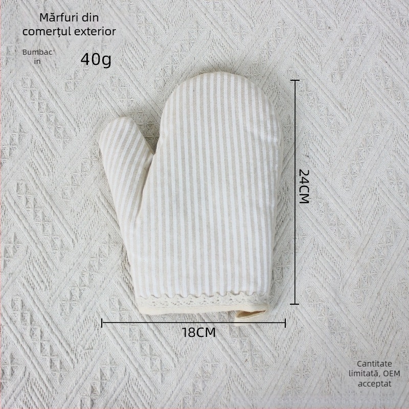 Mănuși groase pentru cuptor cu microunde, anti-arși, antiderapante, rezistente la temperaturi înalte, izolație termică, pentru bucătărie și coacere, din bumbac-lin, 24 cm, stil japonez