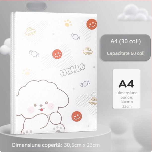 Mapă din plastic A4 cu design animat, pentru teste și certificate, buzunare transparente pentru inserții, organizator de documente pentru elevi, multifuncțional