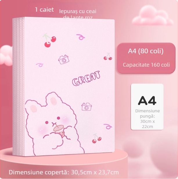 Mapă din plastic A4 cu design animat, pentru teste și certificate, buzunare transparente pentru inserții, organizator de documente pentru elevi, multifuncțional