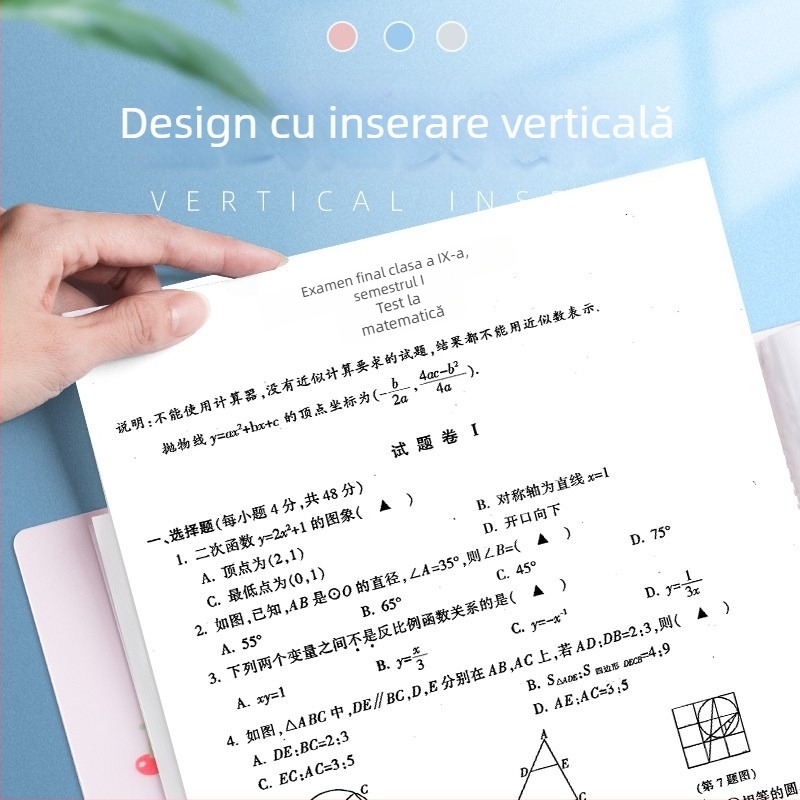 Mapă din plastic A4 cu design animat, pentru teste și certificate, buzunare transparente pentru inserții, organizator de documente pentru elevi, multifuncțional