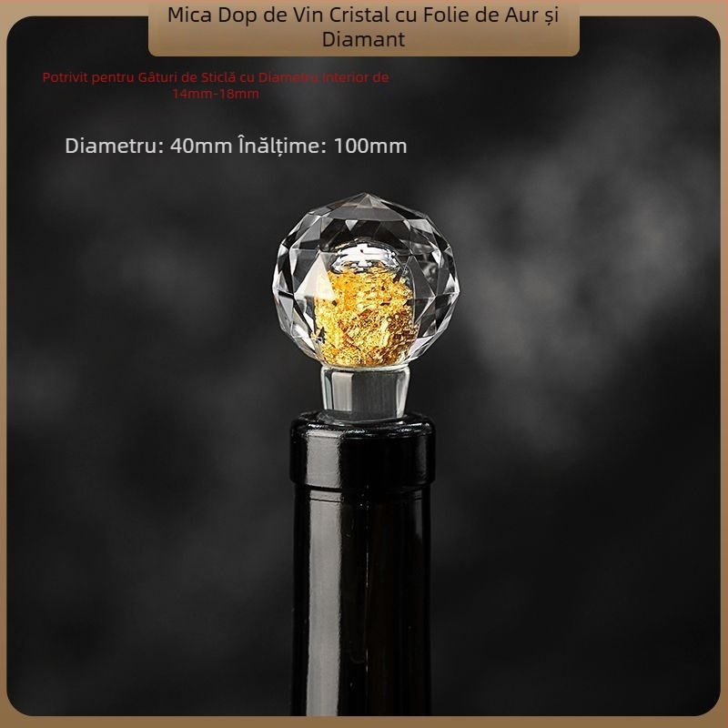 Stopper de vin din cristal cu folie de aur și sigilare din silicon pentru șampanie și vin roșu