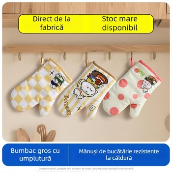 Mănuși drăguțe pentru coacere pentru femei, mănuși de bucătărie pentru cuptor de înaltă calitate, anti-arsire pentru cuptor cu microunde, groase și izolate