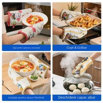 Mănuși drăguțe pentru coacere pentru femei, mănuși de bucătărie pentru cuptor de înaltă calitate, anti-arsire pentru cuptor cu microunde, groase și izolate