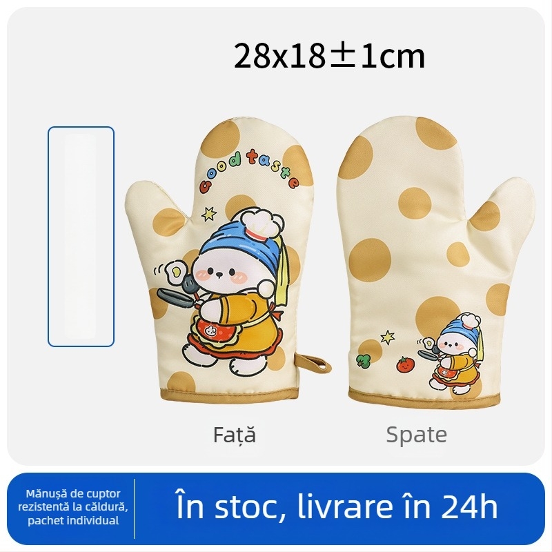 Mănuși drăguțe pentru coacere pentru femei, mănuși de bucătărie pentru cuptor de înaltă calitate, anti-arsire pentru cuptor cu microunde, groase și izolate