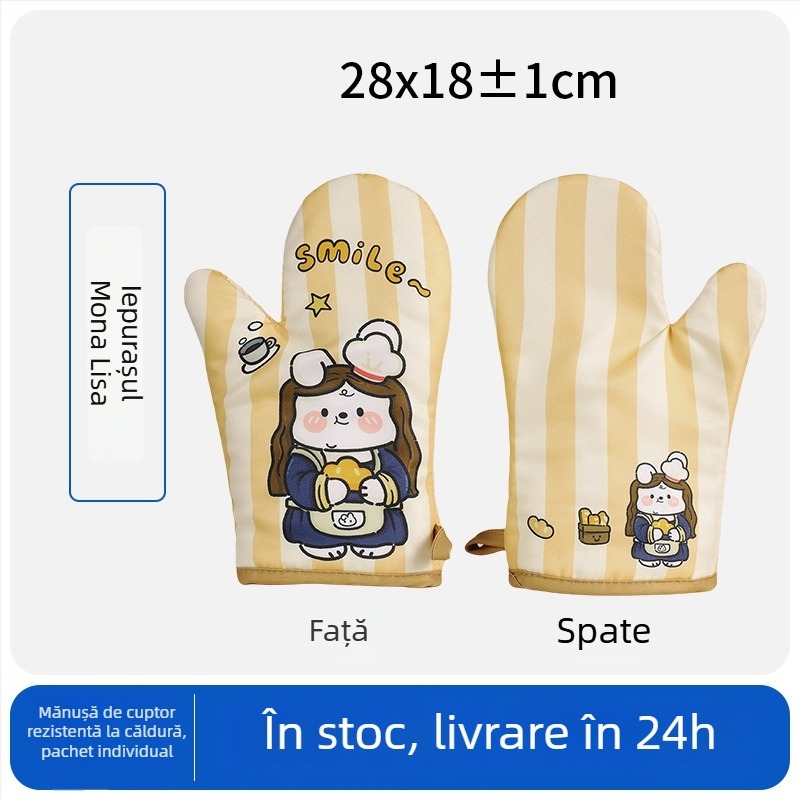 Mănuși drăguțe pentru coacere pentru femei, mănuși de bucătărie pentru cuptor de înaltă calitate, anti-arsire pentru cuptor cu microunde, groase și izolate