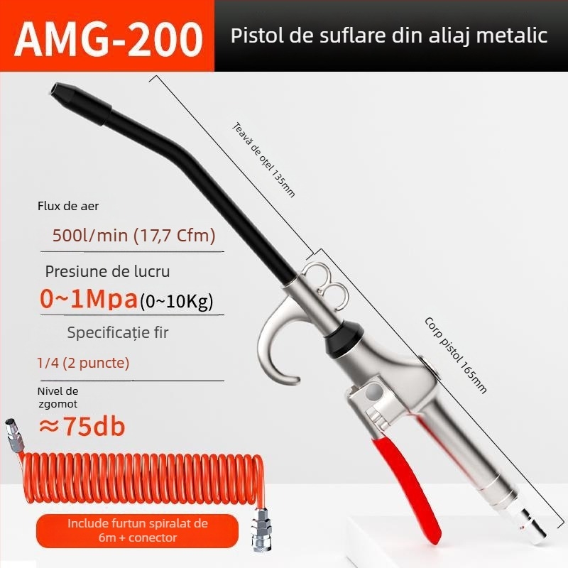 Pistol de suflare cu praf la înaltă presiune, duză extinsă – unealtă pneumatică pentru curățarea prafului de pe camioane