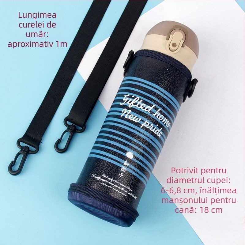 Husă din piele pentru cană cu curea – protecție izolată pentru pahare