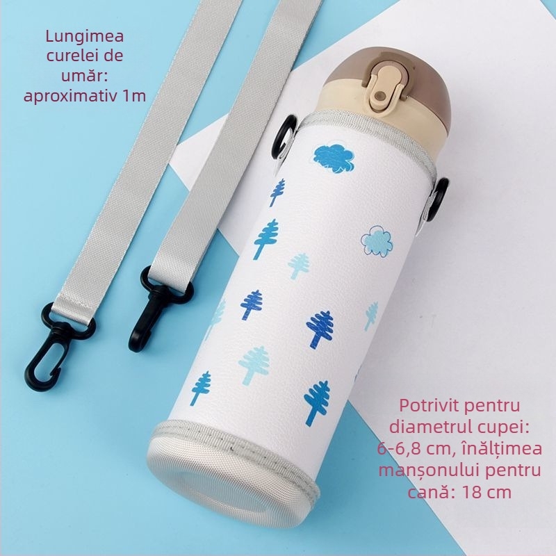 Husă din piele pentru cană cu curea – protecție izolată pentru pahare