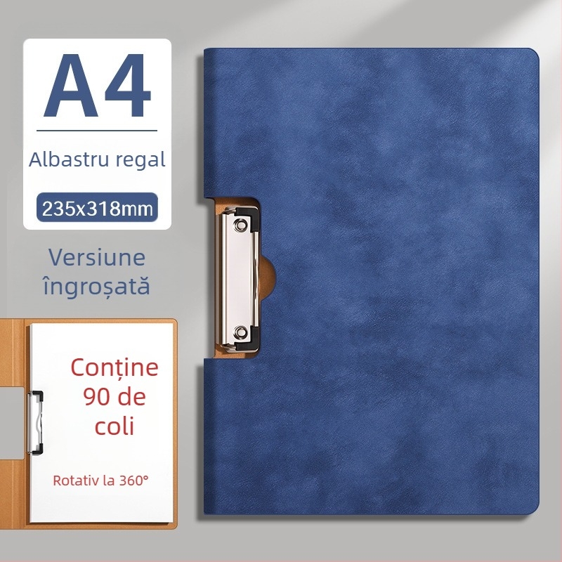 Dosar A4 pentru documente cu husă PU, sistem de prindere pentru foi detașabile, dosar pliabil pentru documente, suport de scriere PU, imprimare logo, construcție îngroșată