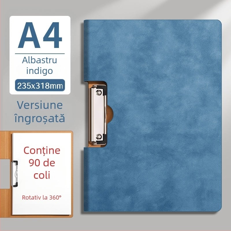 Dosar A4 pentru documente cu husă PU, sistem de prindere pentru foi detașabile, dosar pliabil pentru documente, suport de scriere PU, imprimare logo, construcție îngroșată