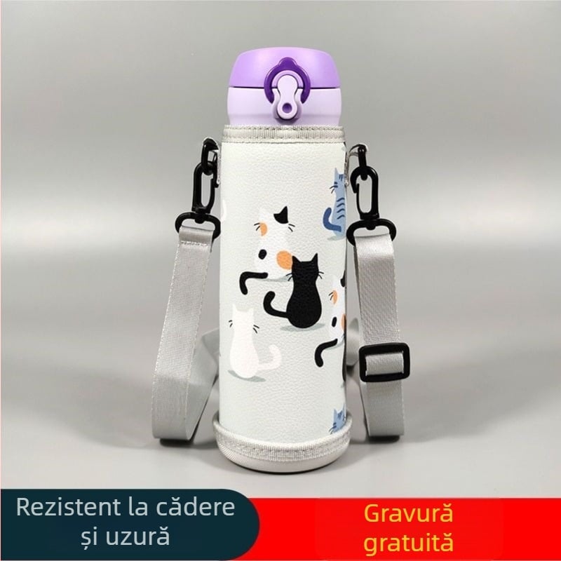 Husă pentru termos pentru copii, protecție universală a băuturii, curea crossbody, 350–500 ml