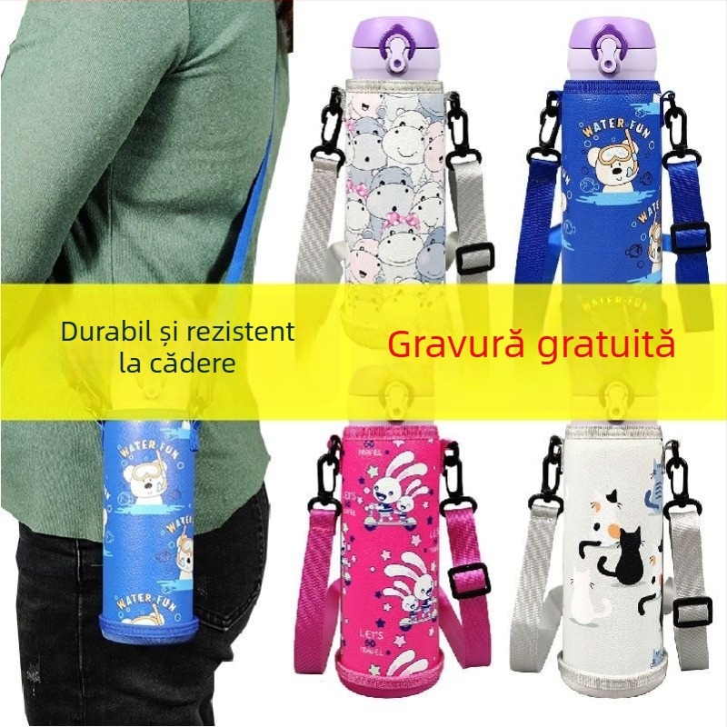 Husă pentru termos pentru copii, protecție universală a băuturii, curea crossbody, 350–500 ml