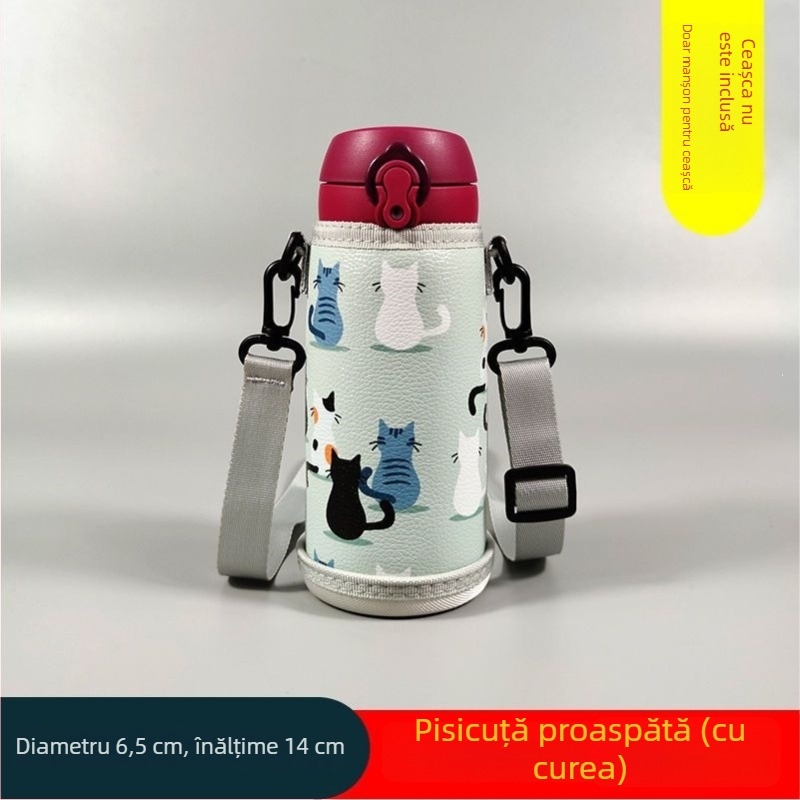 Husă pentru termos pentru copii, protecție universală a băuturii, curea crossbody, 350–500 ml