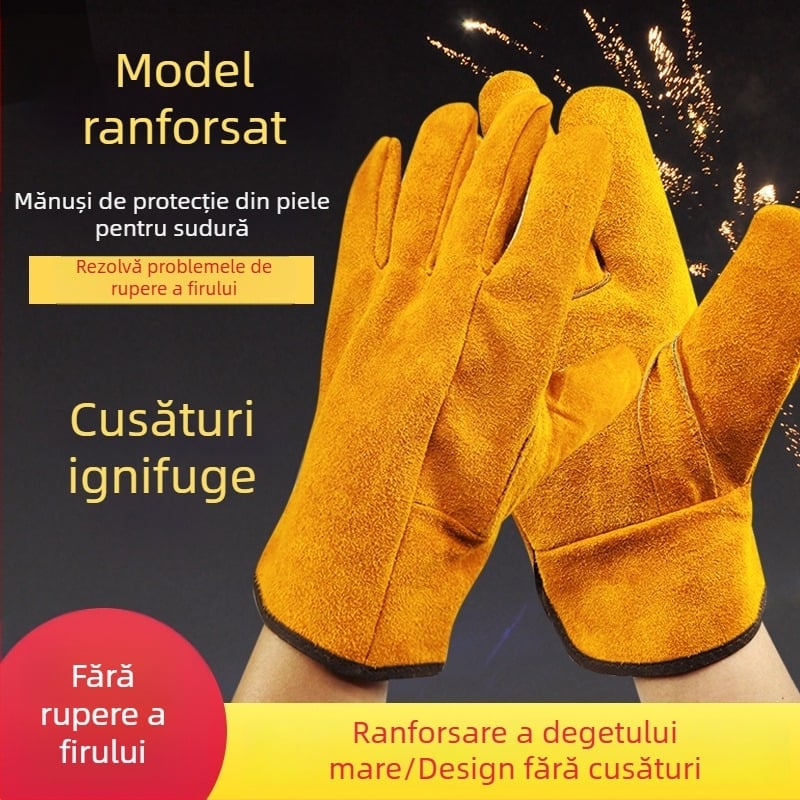 Mănuși de sudură din piele de vițel integrală — moi, rezistente la uzură, anti-arsuri, rezistente la temperaturi înalte, izolație termică