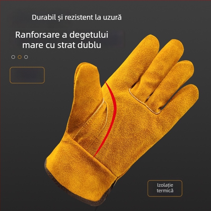 Mănuși de sudură din piele de vițel integrală — moi, rezistente la uzură, anti-arsuri, rezistente la temperaturi înalte, izolație termică