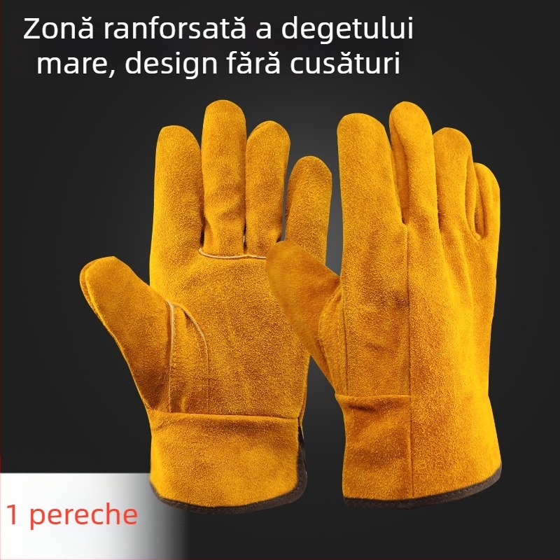 Mănuși de sudură din piele de vițel integrală — moi, rezistente la uzură, anti-arsuri, rezistente la temperaturi înalte, izolație termică