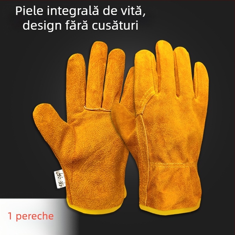 Mănuși de sudură din piele de vițel integrală — moi, rezistente la uzură, anti-arsuri, rezistente la temperaturi înalte, izolație termică