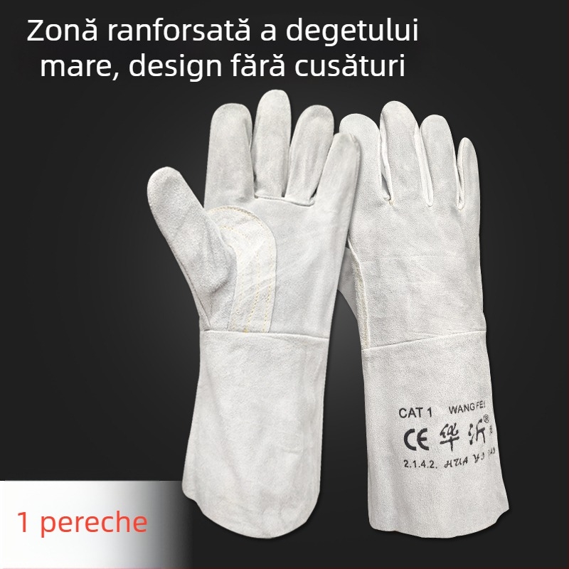 Mănuși de sudură din piele de vițel integrală — moi, rezistente la uzură, anti-arsuri, rezistente la temperaturi înalte, izolație termică