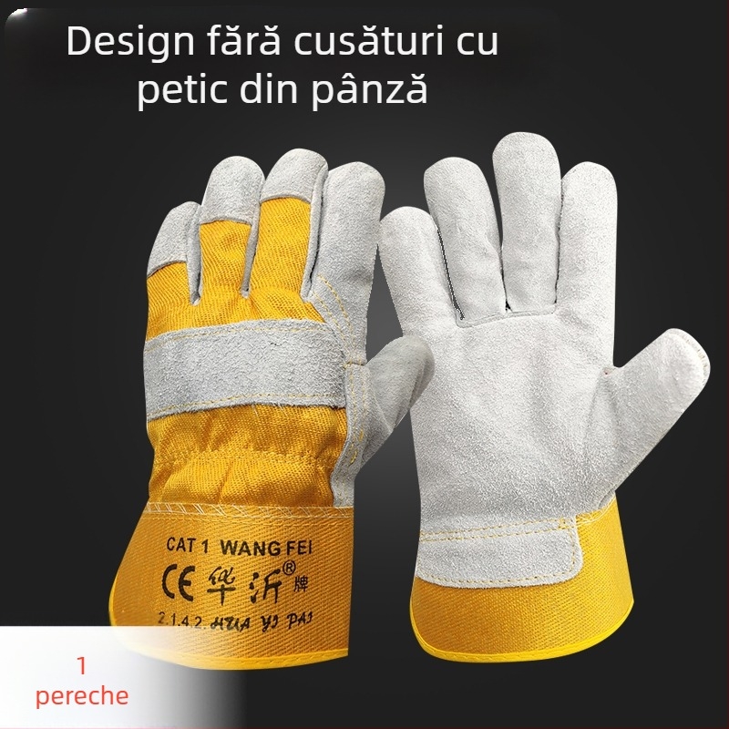 Mănuși de sudură din piele de vițel integrală — moi, rezistente la uzură, anti-arsuri, rezistente la temperaturi înalte, izolație termică