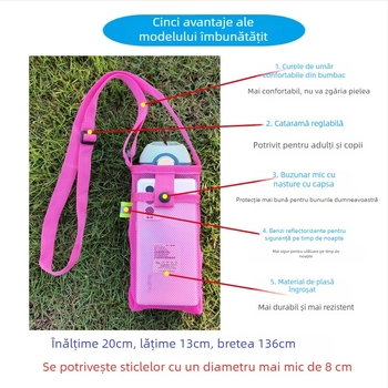 Husă transparentă pentru sticla de apă cu curea cross-body, protecție pentru sticlă de ceai cu lapte (pentru copii)