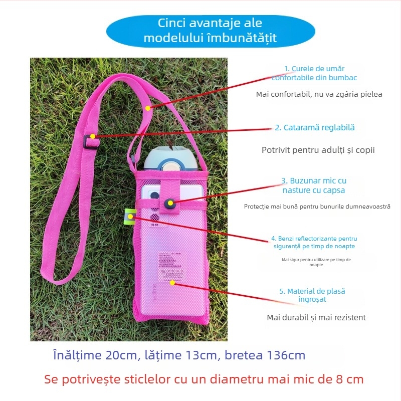 Husă transparentă pentru sticla de apă cu curea cross-body, protecție pentru sticlă de ceai cu lapte (pentru copii)