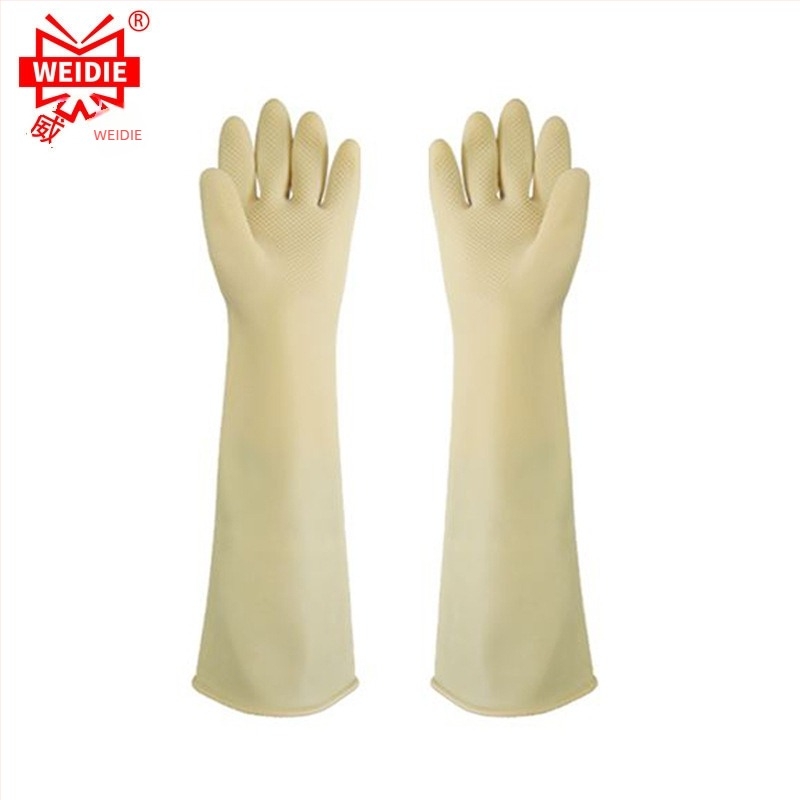 Weidie Mănuși de protecție din latex natural, lungime 50 cm/55 cm, impermeabile, anti-murdărire, rezistente la uzură, rezistente la acizi și la baze
