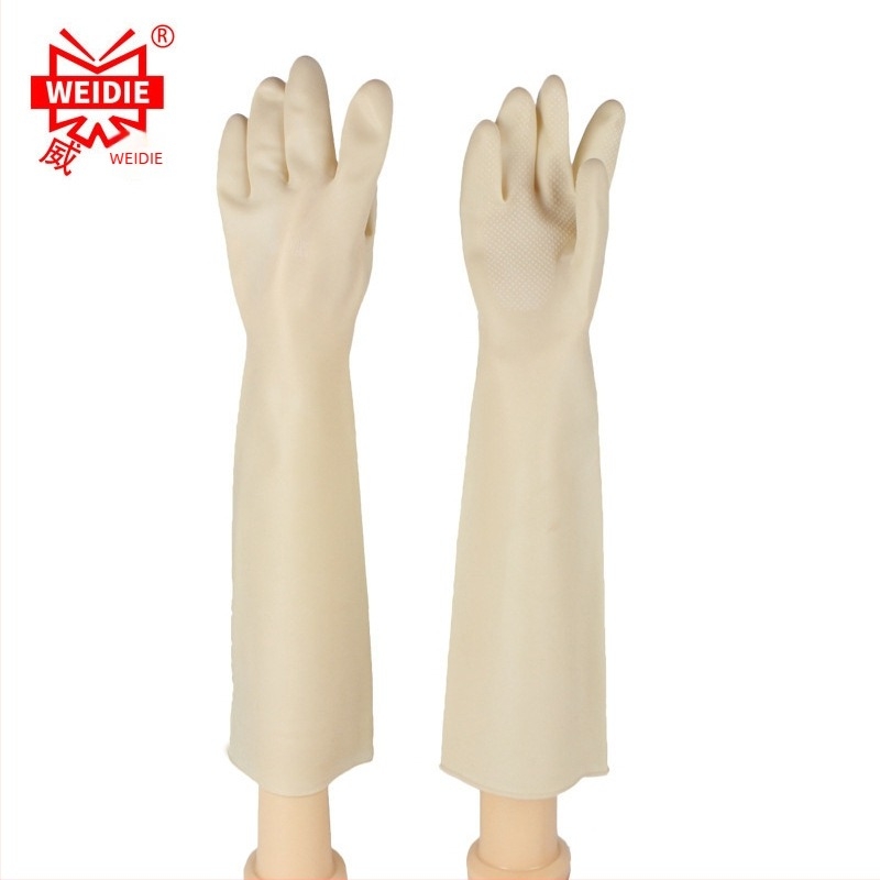 Weidie Mănuși de protecție din latex natural, lungime 50 cm/55 cm, impermeabile, anti-murdărire, rezistente la uzură, rezistente la acizi și la baze