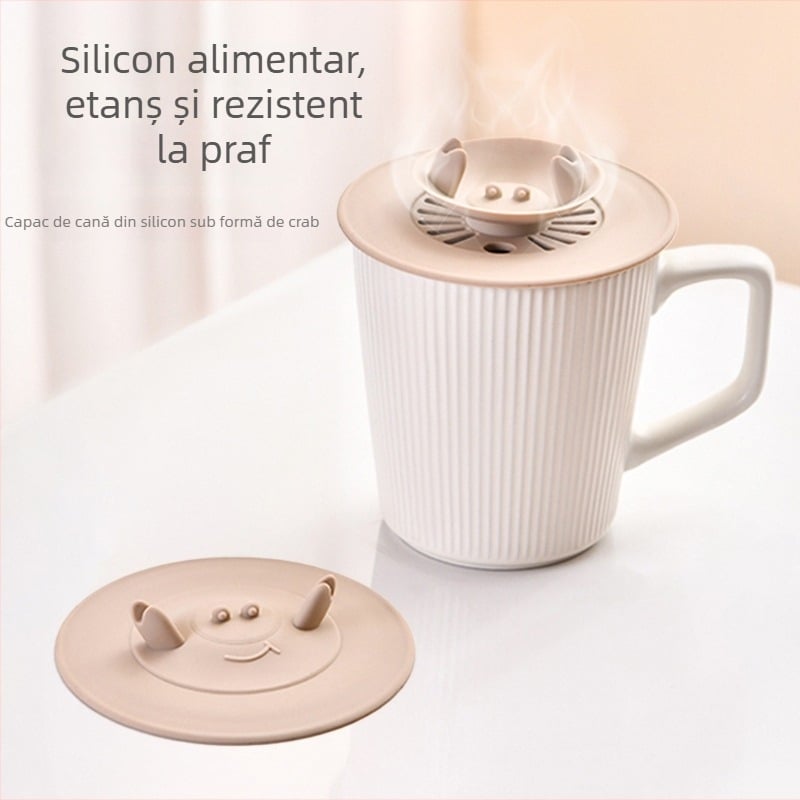 Capac din silicon de înaltă calitate pentru cești, rotund, universal, potrivit pentru cești din sticlă sau ceramică.