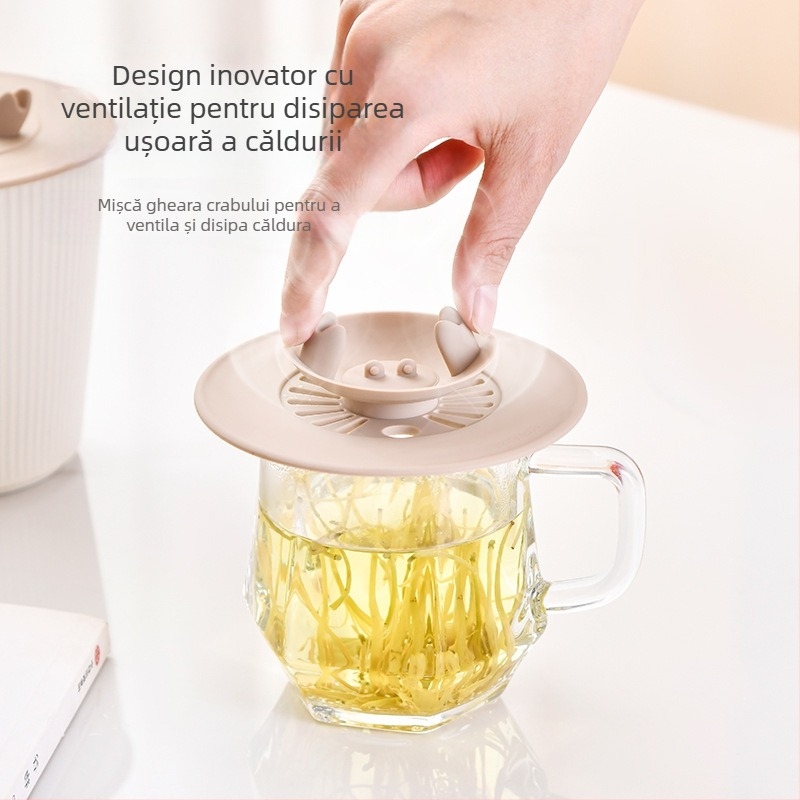 Capac din silicon de înaltă calitate pentru cești, rotund, universal, potrivit pentru cești din sticlă sau ceramică.