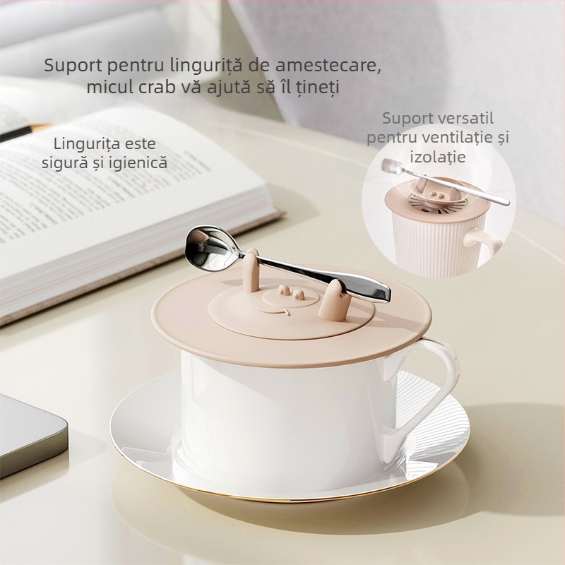 Capac din silicon de înaltă calitate pentru cești, rotund, universal, potrivit pentru cești din sticlă sau ceramică.