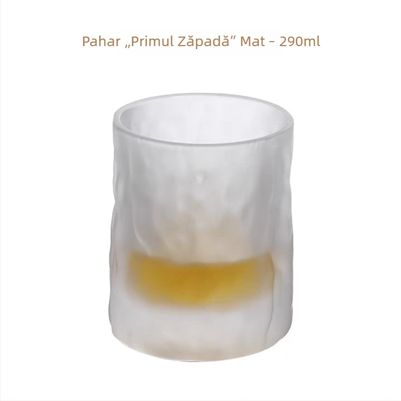 Pahar din sticlă în stil japonez Glacier – sticlă îngroșată, pentru whiskey, apă sau cafea, fără mâner