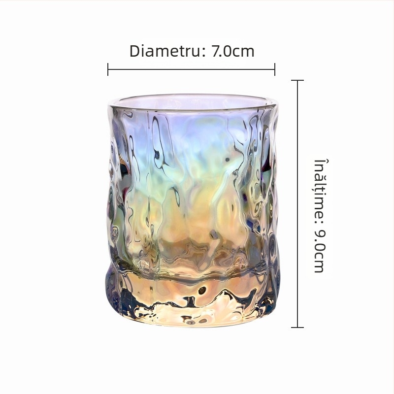 Pahar din sticlă în stil japonez Glacier – sticlă îngroșată, pentru whiskey, apă sau cafea, fără mâner