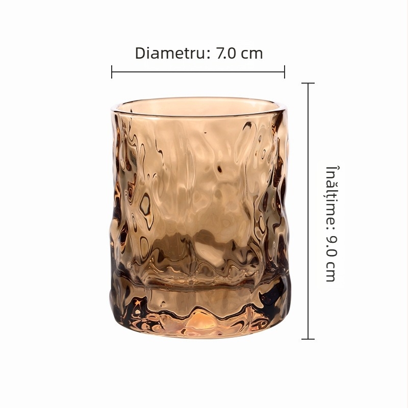 Pahar din sticlă în stil japonez Glacier – sticlă îngroșată, pentru whiskey, apă sau cafea, fără mâner