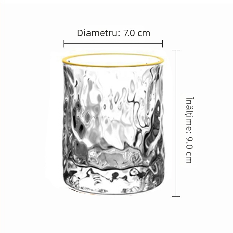 Pahar din sticlă în stil japonez Glacier – sticlă îngroșată, pentru whiskey, apă sau cafea, fără mâner