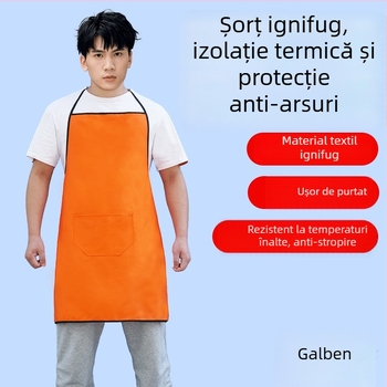 Șorț lung de sudură, ignifug, cu manșete din piele izolate