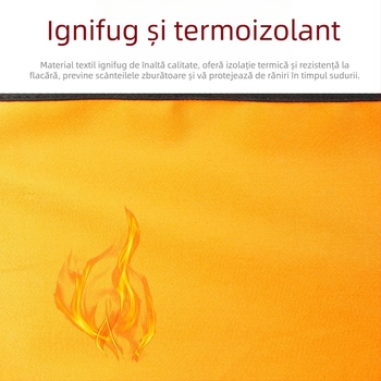 Șorț lung de sudură, ignifug, cu manșete din piele izolate
