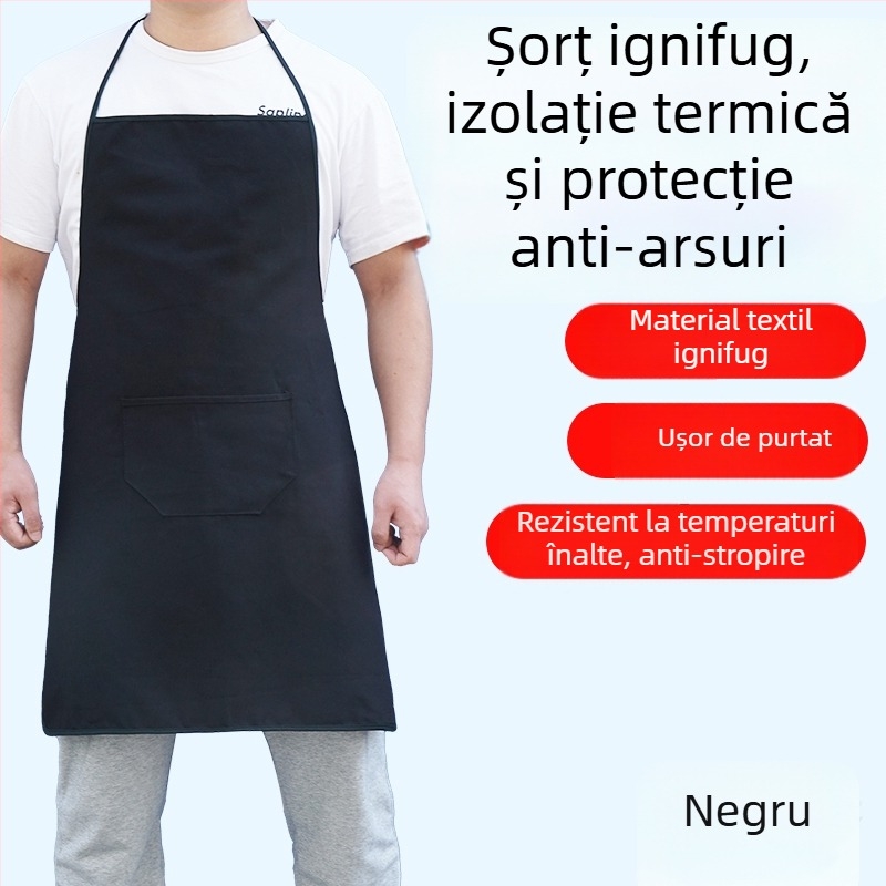 Șorț lung de sudură, ignifug, cu manșete din piele izolate