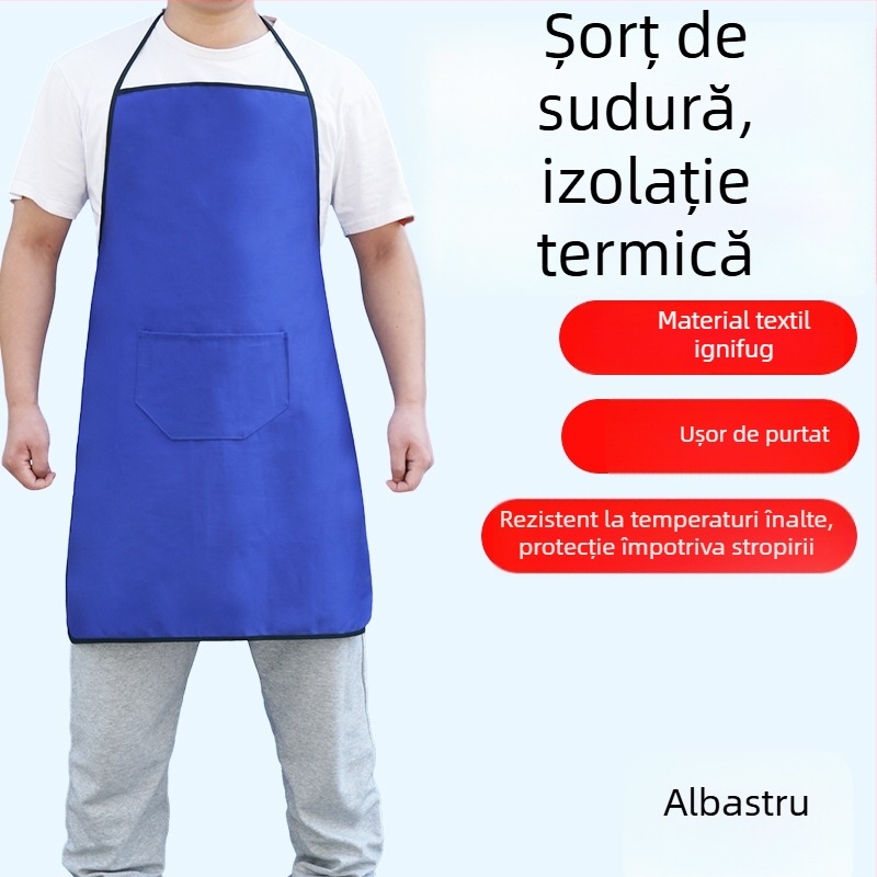 Șorț lung de sudură, ignifug, cu manșete din piele izolate
