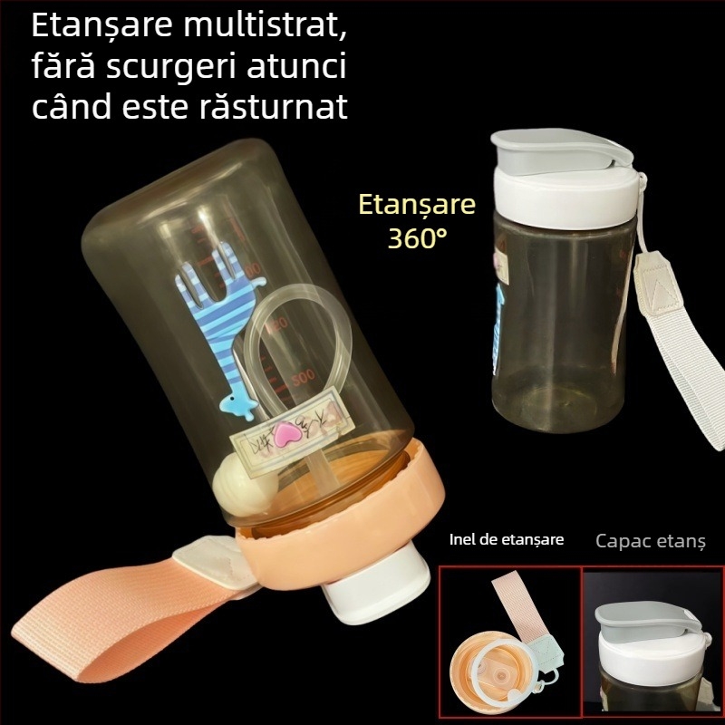 Capac Pigeon pentru sticlă de lapte și cană de apă, cu tetină de schimb; compatibil cu sticle de bebeluși din sticlă sau plastic, cu șnur de prindere